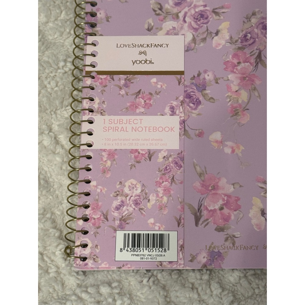 Title: LoveShackFancy x Yoobi Happy Thoughts Floral Spiral Notebook Hibiscus NWT - Picture 8 of 10